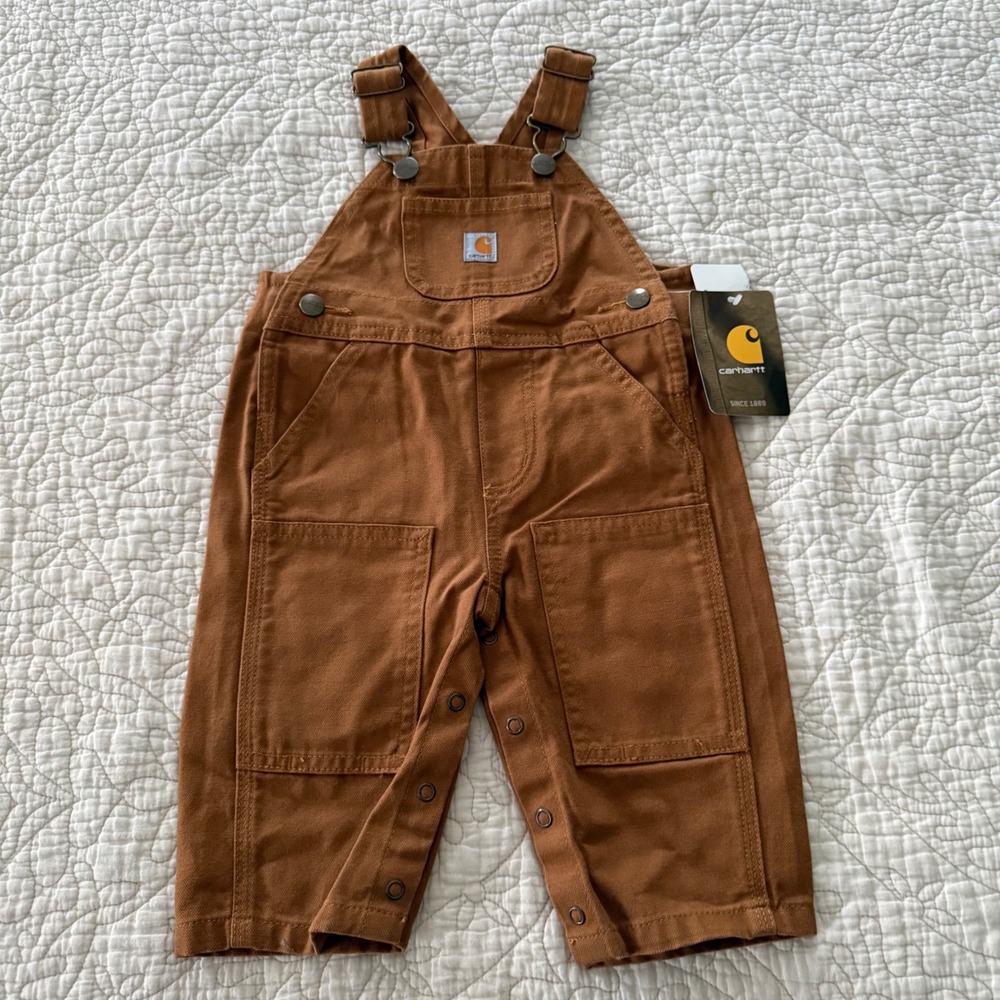 Carhartt Baby 6M Brown Canvas Bib Overalls Workwear OX8609-B NWT